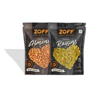 Zoff Premium Dry Fruits Combo Pack: Almonds & Raisins | Combo of 2*250g Each | Perfect Blend of Badam and Kishmish | Total Net weight 500g