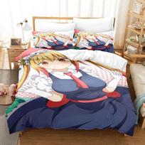 3D Kawaii Girl Miss Kobayashi's Dragon Maid Bedding Set Anime three-piece set Adult Kid Bedroom Duvet cover Sets Home Textiles EU Twin 135x200cm