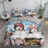 Cute White Dogs Bedding Set Lovely Puppy Husky Comforter Set King Queen Size Duvet Cover Set with Pillowcase Bed Linen for Girls 70x133cm 2pcs gray