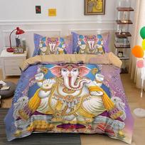Boho Mandala Colorful Design God Ganesha Queen Bedding Set King Duvet Cover Sets Pillowcase Indian Symbol Quilt Cover Full Size EU Single 135x200cm