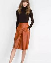 Stylish Handmade Brown Women's Skirt Genuine Lambskin Leather Elegant Casual Formal S ruda