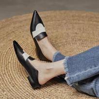 2024  Fashion Women's Shoes Ballet Flats Spring Women's Dance Shoes Soft Sole Shallow Mouth Versatile Color Blocking Flats 35 juoda
