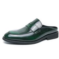 Designer Slippers Luxury Half Shoes for Men Casual Slippers Men Sandals Slippers Mules Slides Leather Shoes Mules Office Shoes 38
