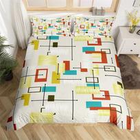 3D Red Rose Duvet Cover Bohemia Vintage Flower Comforter Cover Modern Geometric Square Bedding Set Abstract Striped Pillowcases 135x200cm 2pcs gray
