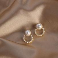 Korean Simple Stud Earrings Temperament Sweet Pearl Flower Earrings Female Jewelry ARI