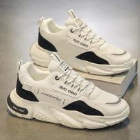 Men's Sports Casual Thick Sole Sneakers Comfortable Casual Shoes Wear-resistant Breathable Soft Sole Sports Shoes Tenis Hombres 39 white