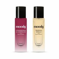 Moody Strawberry Champagne & Tropical Vanilla Duo Perfume Set For Women | Long Lasting Upto 8 Hours | Pocket Prerfume | Set Of 2 x20 ml