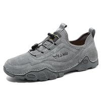 Handmade Leather Mens Tenis Masculino Casual Suede Leather Shoes Hot Sale Male Hiking Shoes Versatile Non-Slip Treking Footwear 46 chaki