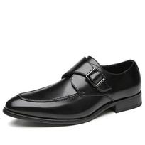 Fashion Classic Business Single Buckle Shoes Men Designer Formal Dress Leather Shoe Men's Monk-Strap Shoes for Man 39 juoda