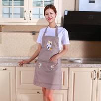 Cute Cartoon Rabbit Kitchen Apron for Men Women Home Cleaning Tools Pink White Waterproof Apron Cotton Linen Easy to Clean House chaki