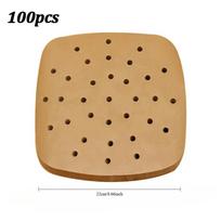 100PCS Air Fryer Paper Disposable Steamer Liners Kitchen Bakeware Papers Baking Non-Stick Steaming Mat Oil-absorbing Paper Home