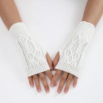 Puspirščio pirštinės moterims Žieminės minkštos šiltos vilnos mezgimo rankinės pirštinės Minkštos šiltos puspirštės rankinės schoenen Unisex kumštinės pirštinės Guantes balta