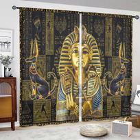 2Pieces Free Shiping Ancient Egyptian art portrait semi-Shading Window Curtain for Living Room Bedroom Home Decor Drapes 150W166Hcm(59x65in)&Rod Pocket geltona