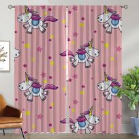 Cute Cartoon Unicorn Blackout Curtain for Room 2 Panel Curtains Child Room Halloween Decoration Shades Partition Living Kitchen W50xH70cmx2pcs-CL