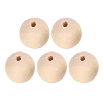 5 maišeliai medinių karoliukų Natūralūs apvalūs DIY karoliai Rankų darbo aksesuarai 22mm/25mm/30mm(Natūrali spalva 30mm beige