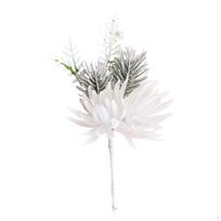 Artificial , Fake Wood, Cedar Stem Snowy Accessories, False Plants Faux Leaves for Christmas 14cm white
