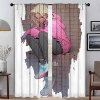 Blackout Curtain for Room 2 Panel Street Punk Girl Modern Living Room Curtains 2 Pieces Home Interior Curtains Partition Shades W50xH70cmx2pcs-CL