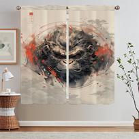 Japanese Animals Window Blinds Ready Curtains Cheap Things With Free Shipping for Home Blackout Curtain Tiebacks Partition Curls W50xH70cmx2pcs-CL