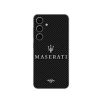 Coque Samsung Galaxy S25 MASERTATI BLANC FOND CARBONNE Maniacase balta