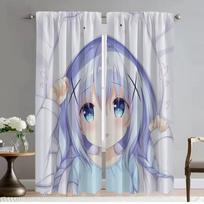 Kafuu Chino Blackout Curtain for Room 2 Panel Anti-mosquito Curtains Home Interior Curtains Shades Tulle for Bedroom Partition W50xH70cmx2pcs-CL