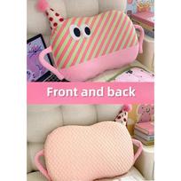 32cm Dopamine Stripe Plush Soft Pillow Cute Wear Hat Doll Warm Cushion Home Decoration Kids Toys Birthday Gift 32cmX24cmX28cm pink