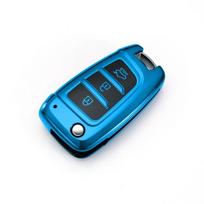 Naujas minkštas TPU automobilio sulankstomas raktų dėklas, pilna apsauga, automobilio rakto dangtelis, skirtas Hyundai/Tucson/Kona/Azera/Solaris 2/Elantra i30 i35 i40 mėlyna