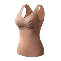 Women's German Velvet Warm Vest with Chest Pads, Thick Inner Layer, Seamless Design for Cold Weather XL chaki