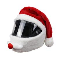 1vnt Kalėdų Senelio šalmo dangtelis Pliušinė kalėdinė kepurė motociklo šalmui Laimingų Naujųjų Metų vakarėlio reikmenys Kalėdų Cosplay Priedai raudona