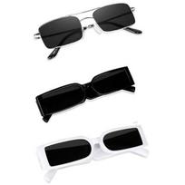 Sheomy Unisex Combo offer pack of 3 shades glasses Square Sunglasses Rectangle Retro Vintage Narrow Women::Men , HBW-007