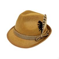 Homburg Hat for Male Jazz Cap Working Traveling Beer Festival Black Feathers