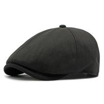 Vintage Cap Men's Winter Velvet Thick Warm Beret British Cap Forward Cap Newsboy Caps juoda