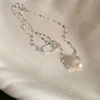 Natural Freshwater Pearl Sparkling Metal Necklace Women'S Super Flash Personality Fashion Exquisite Versatile Neck Chain Collarbone Chain