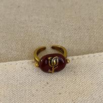 Vintage Old Tulip Oil Drip Oval Open Ring Women'S Niche High Sense Fashion Versatile Ring Ring gray