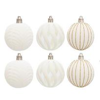 6 Pcs Christmas Balls Glitter Flocked Hanging Ball Hollow Ball Reusable Shatterproof Xmas Ball for Christmas Tree Home Parties Decor AVE balta