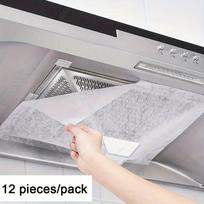 12 vnt. virtuvės gartraukio apsauga nuo riebalų, riebalus sugerianti plėvelė, riebalus sugerianti popierinė filtro tinklelis, vienkartinė šoninė riebalų sugėrimo priemonė, virtuvės reikmenys 45cm*43cm balta