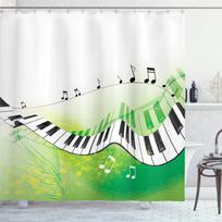 Music Piano Keys Shower Curtain Musical Instruments Printed Shower Curtains Bathroom Decor Waterproof Fabric Bathtub Screen W90xH180cm