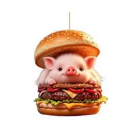 Yousheng Burgeris Kiaulytės Automobilio Pakabukas 2D Plokščias Akrilinis Pakabinamas Papuošalas Automobilio Salono Dekorui Kuprinės Pakabukas Dovana Automobilių Entuziastams Pig