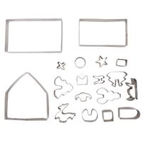 18 PCS Gingerbread House Cookie Cutter Stainless Steel Exquisite 3D Gingerbread House Cookie Mold L