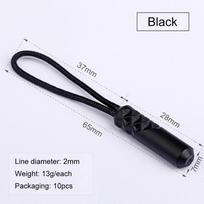 10 Pieces/set Black Zipper Rope Puller End Installation Rope Label Replacement Buckle Holder Suitcase Tent Backpack Zipper Rope
