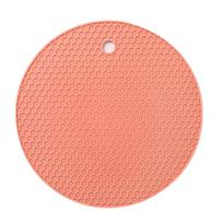 Silicone Heat Resistant Coasters,Cup Insulation Mat, Tableware Potholders Insulation, Non Slip, Flexible, Durable, Economic 18cm&Round rožinė