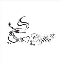 Romantic Coffee Cup Heart Removable Wall Sticker Decal Home Kitchen Art Decor AVE