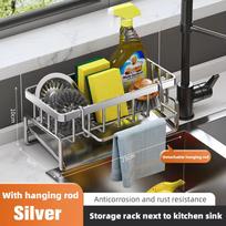 Self-draining Sink Shelf Stainless Steel Kitchen Sink Drain Rack Soap Sponge Holder Kitchen Sink Organizer 1 pcs
