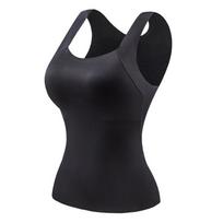 Autumn and Winter Seamless Emollient Nude Skin Bottom Clothing Warm Vest Women's Fixed Cup Skin Clothing Bottom Autumn Clothing Warm Vest M (80-50 kg) juoda