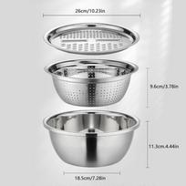 German Multifunctional Stainless Steel Basin Grater Strainer Bowl Colanders Salad Maker Bowl with Drain Basket Vegetable Tool