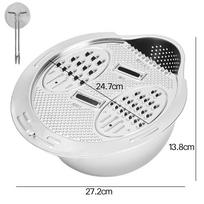 Multifunctional Vegetable Chopper Carrot Potato Stainless Steel Manual Shredder Kitchen Rice Washing Drain Basket Food Grater