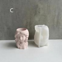 Girl Princess Flower Pot Silicone Mold DIY Succulent Pot Plant Gypsum Cement Mold Vase Mold for Car Aromatherapy Decoration C