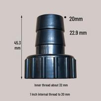1 colio vidinis sriegis jungtis panardinamam akvariumo siurbliui - 32 mm plastikinis antikorozinis adapteris