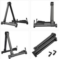 Juodas A formos gitaros stovas su silikoniniu paminkštinimu, sulankstomas, stabilus ABS laikiklis liaudiškoms gitaroms namams black