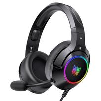 K9 žaidimų ausinės su RGB LED apšvietimu, triukšmo slopinimu, stereo PS Vita ausinės su mikrofonu, ausinės virš ausų kompiuteriui, PS4, PS5, Switch, Xbox One, Mac 21*17*9.5cm juoda