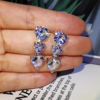 Exquisite Women's Love Water Drop Big Zircon Earrings  Studs Versatile Silver Plated Earrings In Europe and America brown